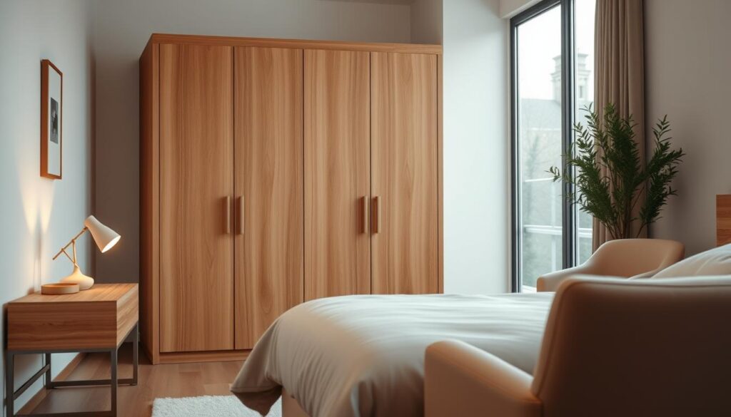 kombinasi lemari kayu minimalis dengan furniture